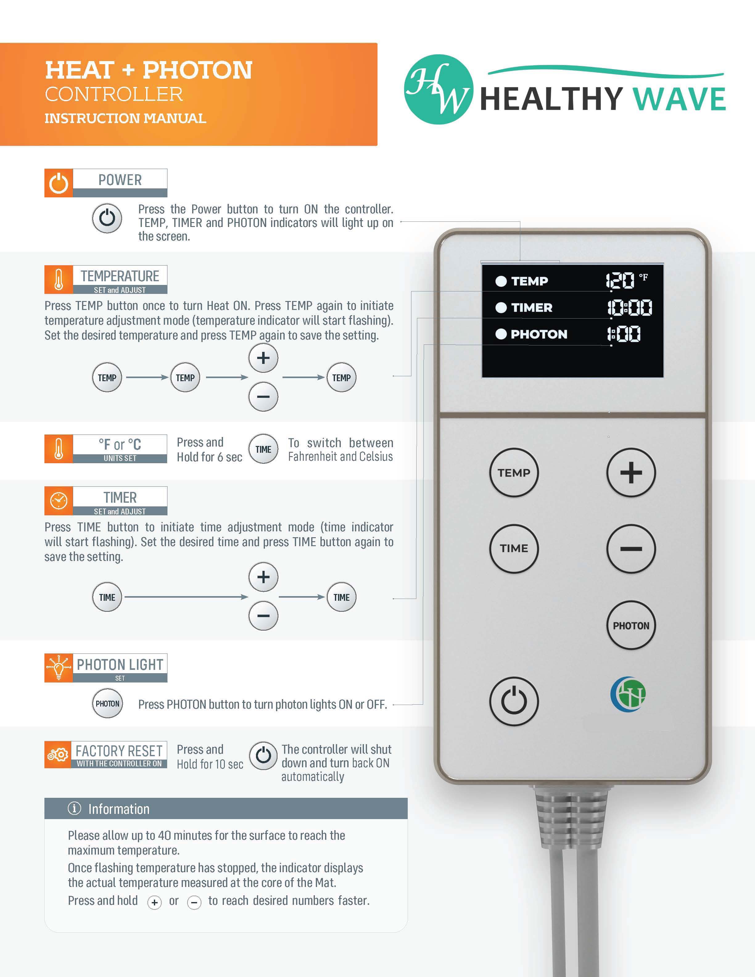 Compact Far Inrared and Photon Controller Instructions
